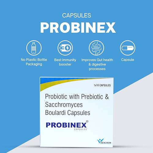Probinex Probiotics & Prebiotic supplement nutrition daily high potency Multistrain Capsules for Digestive wellness Improve Gut health and immunity. Pack of 50 Capsules