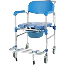 Elderly Shower Wheelchair, Shower Chair with Wheels, 3 in 1 Bedside Commodes, 350lbs Waterproof Commode Wheelchair w/Armrest, Rolling Shower Chairs for Elder Disabled