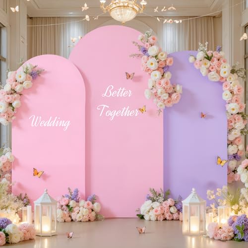Pink and Purple Arch Cover 6.6FT 7.2FT 8FT Party Party Arch Covers Stretchy Backdrop Set of 3