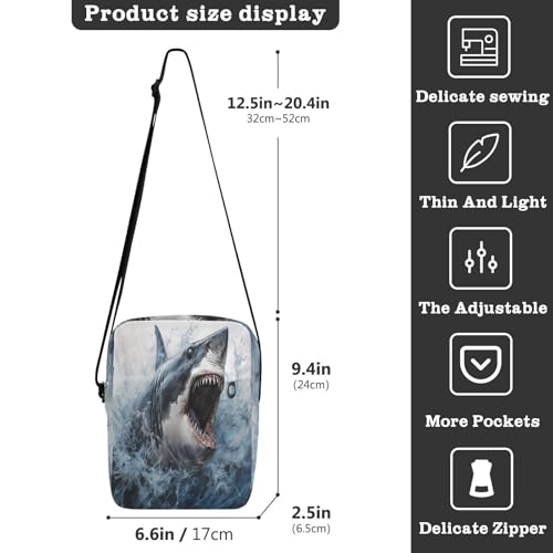 crossbody messenger bag mens crossbody bag small Women's Cross Body Purse Adjustable Strap for Shopping Shopping- Shark Blue3