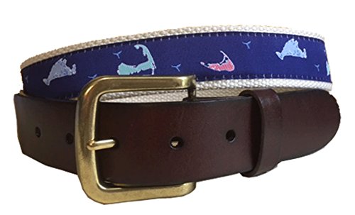 Mens Nantucket, Cape Cod, Martha's Vineyard Nautical Leather Belt, Leather Tab and Buckle, Nautical Island Leather Belt