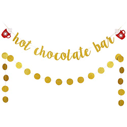 Hot Chocolate Bar Banner Gold Glitter Hot...