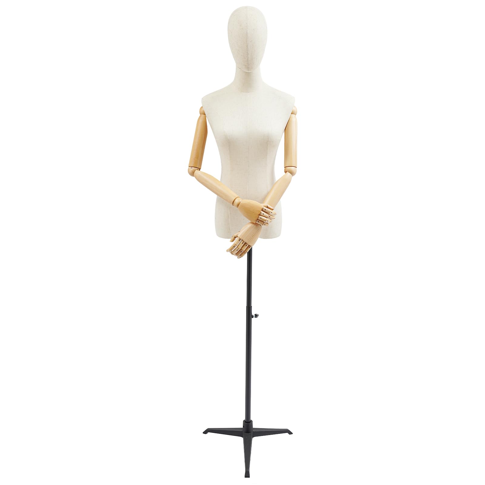 Weibliche Schaufensterpuppen,Drehbare Und Bewegliche Mannequin,SchneiderbüSte Mit Verstellbarer HöHe,Kleiderpuppe BüSte Torso Mit Kopf,FüR Boutiquen,BekleidungsgeschäFte,Schaufenster (Schwarz, L)