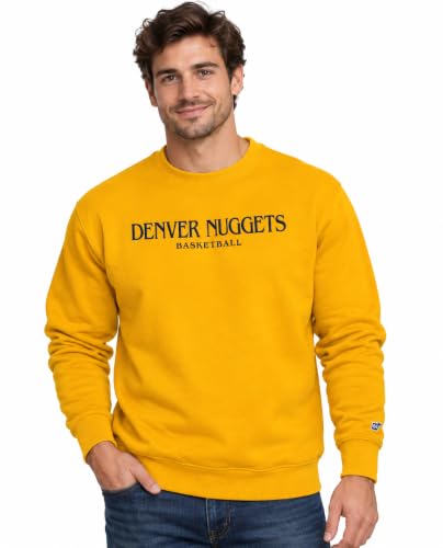 Blue 84 Denver Nuggets NBA Officially Licensed Crewneck Sweatshirt Thrift Embroidery, Secondary Color, Medium