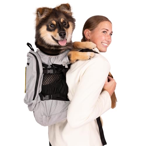 K9 Sport Sack Plus 2 - Large, Light Grey - Ideal for Dogs 20-22&rdquo; Long - Adjustable, Backpack-Style...