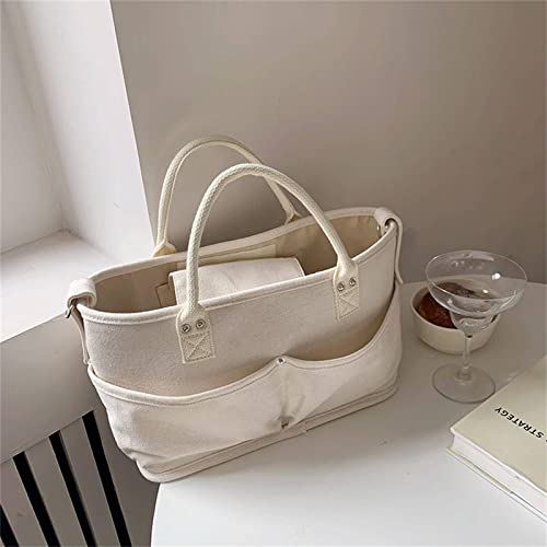 Large-Capacity Multifunctional Multi-Pocket Handbag Canvas Bag, Shopping with Kids Mummy Bag, Women's Shoulder Crossbody Bag4