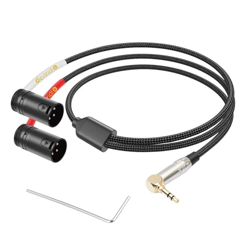 Devinal Right-Angle 1/8' inch to Dual Rotatable Right-Angle XLR Cable, 3.5mm to Adjustable-Angle...