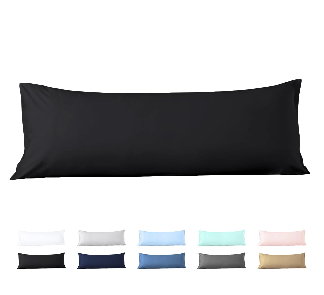 Body Pillow Cover 20x72 Black 100% Egyptian Cotton 600 Thread Count — image 1