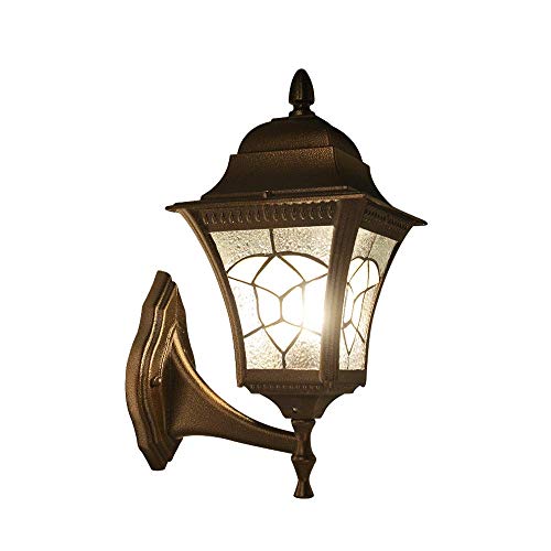 Preisvergleich Produktbild GYC Terrassenleuchte für den Außenbereich Antike ländliche Wandlaternenlampe aus Aluminiumdruckguss E27 Außenregensichere Wandleuchte für Zaunterrassen Landschaft IP55 Nennwert 19 * 40 cm