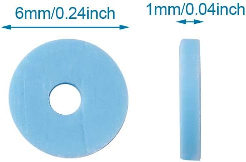 Miniatura 6 de Cheriswelry 380-400 unidshebra de arcilla polimérica de 0.236 pulgadas, cuentas de arcilla polimérica azul cielo, espaciador de disco redondo plano