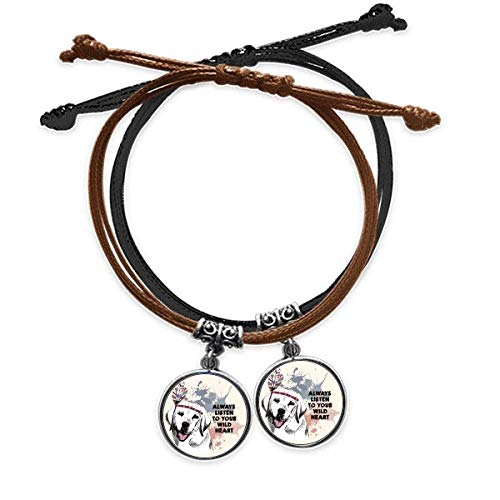 Bracelet double en cuir et motif chien aquarelle mignon pour le quotidien