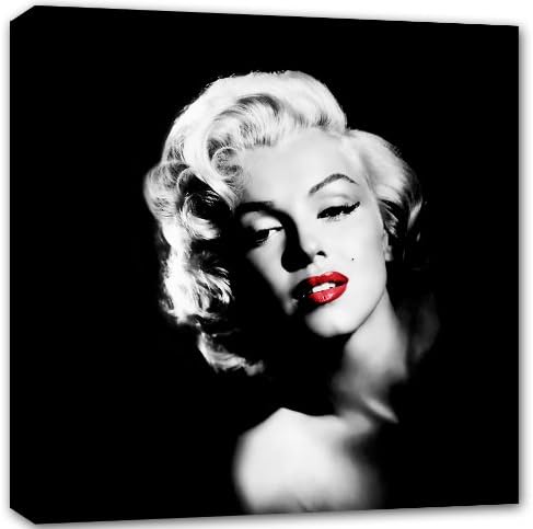 MARILYN MONROE CANVAS BLACK RED LIPS SQUARE 20 x 20 inches mounted and ready to hang designed and produced by CANVAS INTERIORS