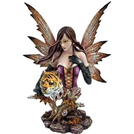 Figurine Fée Imaginaire des Tigres de 37cm - Statue de Collection Monde Féérique