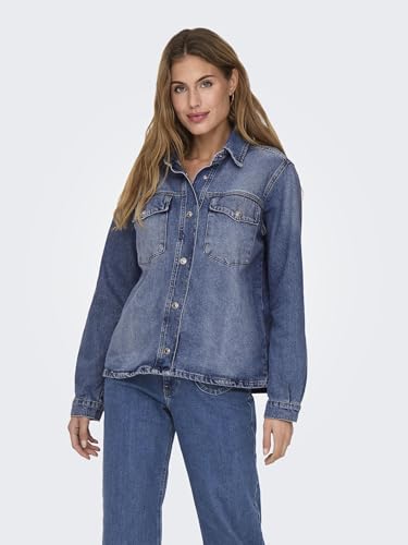 Chemise en denim à boutons pression et coton résistant ONLELLA - 2