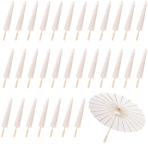 MBJZSL 30 Pack White Paper Umbrellas, 23.6 Inch...