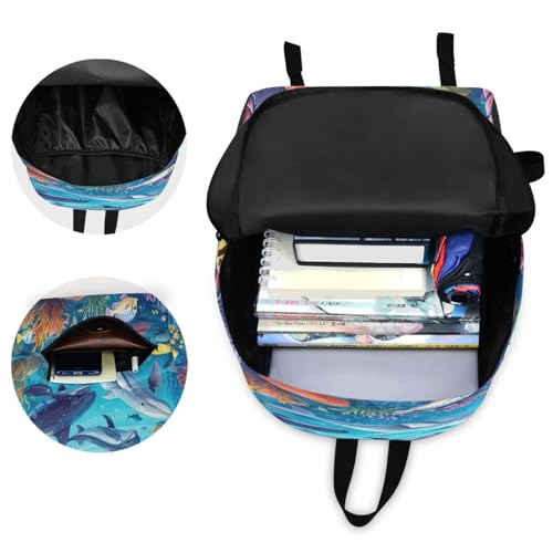 JSTEL Ocean Theme Backpack Toddler Teenager School Backpack Sea Animal Kid Bookbag for Boys Girl Ages 5 to 194