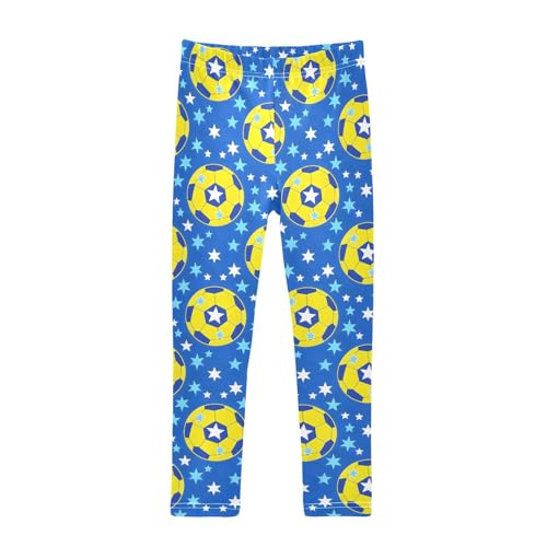 Yellow Football Star Girls Leggings Soft Stretch Workout Yoga Dance Pants for Kids Casual Tights