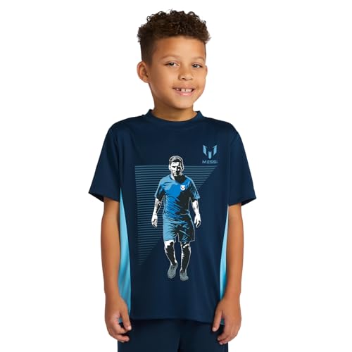 Image of Messi Boys' Lifestyle Short Sleeve Top, Loose-Fit Shirt with Logo, Comfortable, All-Day Wear