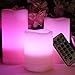 LED Multi Colored Flameless Candles Battery Operated, 3 Round Ivory Wax with Multi-Function Timer Remote Control, Flickering Flame Candle Set for Wedding Day Gifts and Teen Decor by LED Lytes
