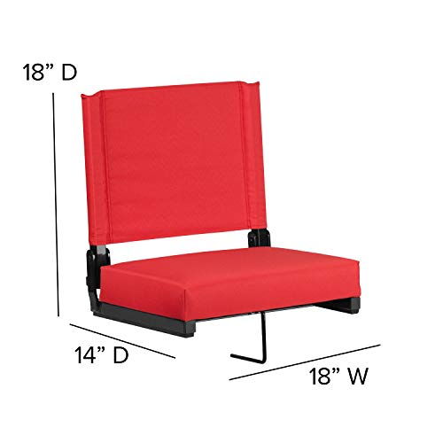 Flash Furniture Grandstand Comfort Seats By Flash - Red Stadium Chair - 500 Lb. Rated Folding Chair - Carry Handle - Ultra-Padded Seat #TOP4