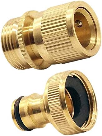 Shiwaki Brass Garden Hose Connector Kit, 3/4 inch Female Thread Tap Connector and Male Quick Connector Adapter (4-piece set) - Image 3