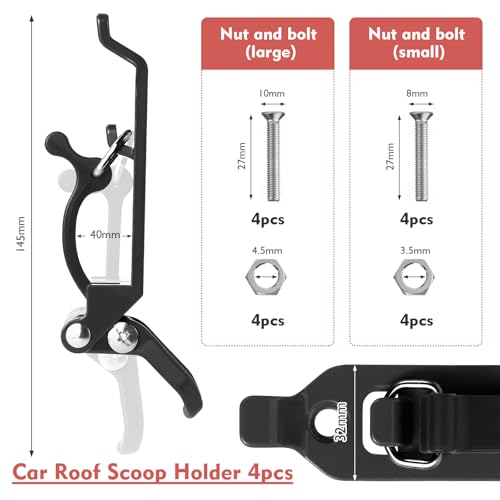 Faankiton 4PCS Roof Rack Mount Kit, Metal Rubber Clamps Shovel Holder Clamp, Quick Release Axe Holder, Black - Image 3
