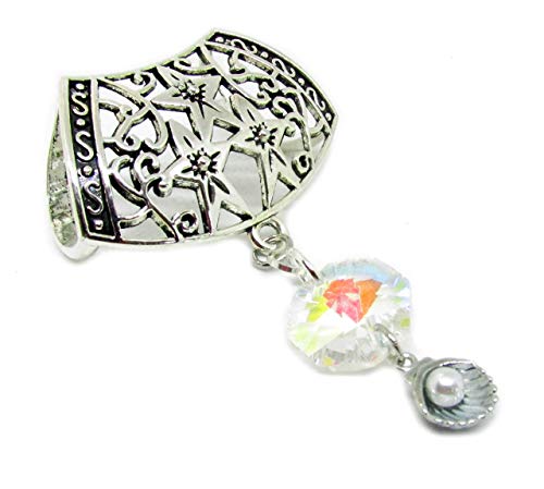 Crystal Scarf Pendant - Seashell Scarf Slide - Gift for Mom - Scarf Jewelry - Valentines Day Gifts for Women