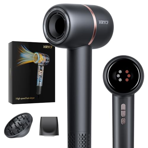 Fast Drying High Speed Hair Dryer,Negative Ionic Care Blow Dryer,Less Heat Damage Blow Dryer with Brushless Motor,Thermo-Control Low Noise with Magnetic Nozzle & Diffuser, Black