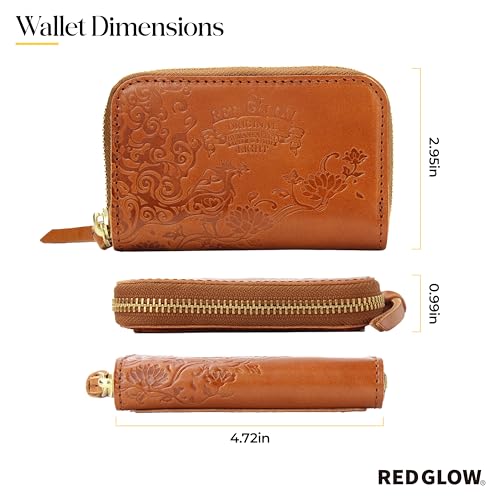 Red Glow RG-007 Men's Genuine Leather Coin Purse, Card Case, Made in Japan, Genuine Leather, Land Zipper (Camel)4