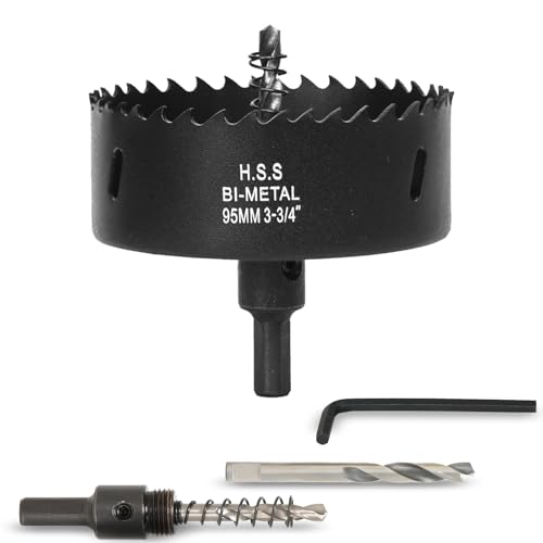 VIKITON 3-3/4 inch Hole Saw for Wood Metal Plastic & Drywall with Arbor