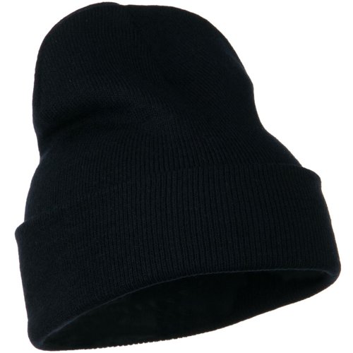 12 Inch Long Knitted Beanie - Navy Osfm #TOP4