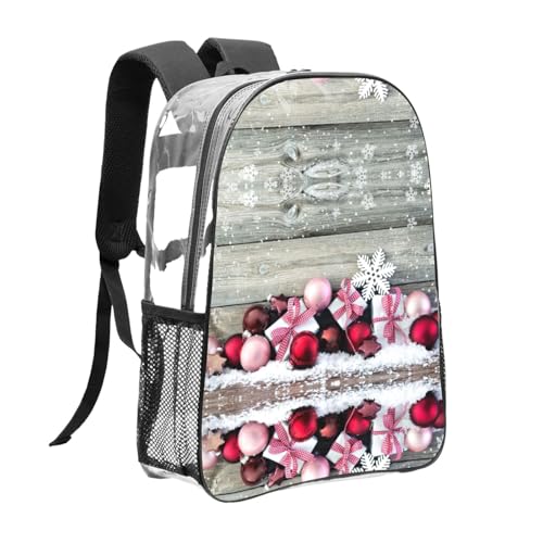 Mochila transparente antirrobo con diseño de adornos navideños 3