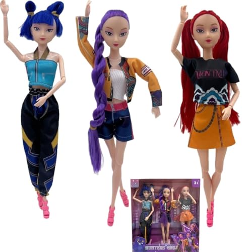 SYFFWZH K-Pop Demon Rumi-Mira-Zoey Hunter Figurine, K Pop Demon Bras Et Jambes Mobiles Hunter Figurine, Dessin Animé Animé 30 Cm Figurines, pour Collecter Et Cadeau Fan