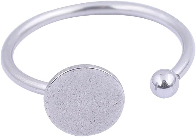 20pcs Stainless Steel Flat 8mm Pad Ring Base Blank DIY Finger Ring Bezels for Jewelry Making Accessories