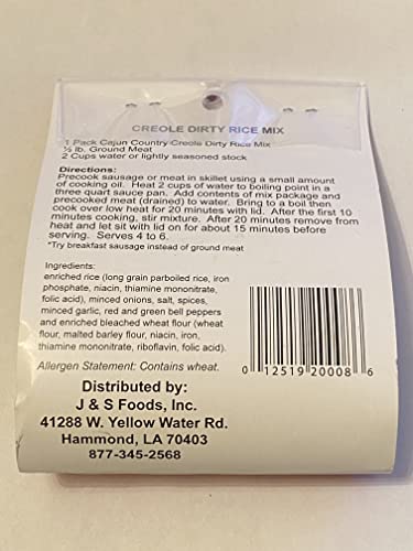 Cajun Country Creole Dirty Rice Mix, 6.5 Ounce Bag (No Msg, All Natural Ingredients - Makes 4 To 6 Servings) #TOP1