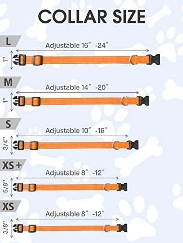 Funtags Reflective Dog Collar, Sturdy Nylon Collars For Large Girl And Boy Dogs, Adjustable Dog Collar With Quick Release Buckle, Orange #TOP4