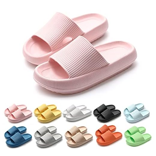 Pillow Slippers for Men and Women Cloud House Shoes Massage Shower Sandals Quick Dry Open Toe Slipper with Non-Slip Sole for Indoor&Outdoor-PINK42