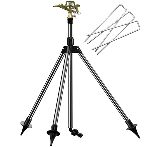 GARDEBRUK® Arroseur Automatique impulsions télescopique Irrigation Max. 24m 360° Embout pulvérisation Sprinkler trépied système Irrigation Jardin