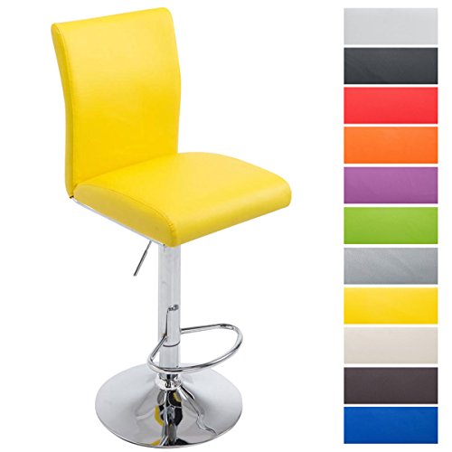 CLP Taburete Köln Tapizado En Simil Cuero I Taburete Alto Regulable En Altura & Giratorio I Silla De Bar Con Respaldo & Reposapiés I Color: Amarillo