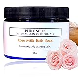 Natural Relaxing Rose Milk Bath Powder w/Scoop | Soothing and Gentle on Sensitive Skin by PURE SKIN, 12 oz.