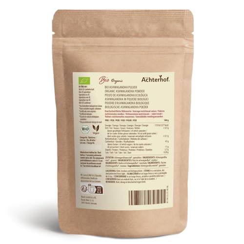 Foto von Ashwagandha Pulver BIO 500g | fein gemahlene Ashwagandhawurzel | in Bio-Qualität | 100% naturrein | ideal zur Zugabe in Smoothies, Säfte, Goldene Milch, Moon Milk & Co | vom Achterhof