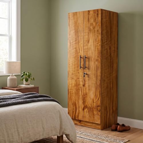 Image of FFO 2 Door Wardrobe | Multi-Purpose Wardrobe Organizer with Shelves | Engineered Wood Cupboard for Living Room, Bedroom & Office | Modern Sideboard Storage Unit Coach Wood DIY.