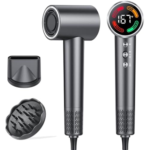 Hair Dryer, High-Speed Blow Dryer with Diffuser, 500M Ionic Negative Blow Dryer for Fast Drying, Low Noise & Smart Temperature Control & LED, for All Hair Types,for Home & Travel, Gifts