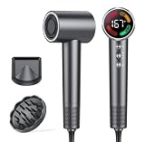 Hair Dryer, High-Speed Blow Dryer with Diffuser, 500M Ionic Negative Blow Dryer for Fast Drying, Low Noise & Smart Temperature Control & LED, for All Hair Types,for Home & Travel, Gifts