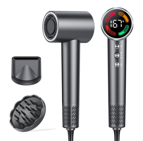 Image of Hair Dryer, Mini High-Speed Blow Dryer with Diffuser, 500M Ionic Negative Blow Dryer for Fast Drying, Low Noise & Smart Temperature Control & LED, for All Hair Types,for Home & Travel, Gift Women
