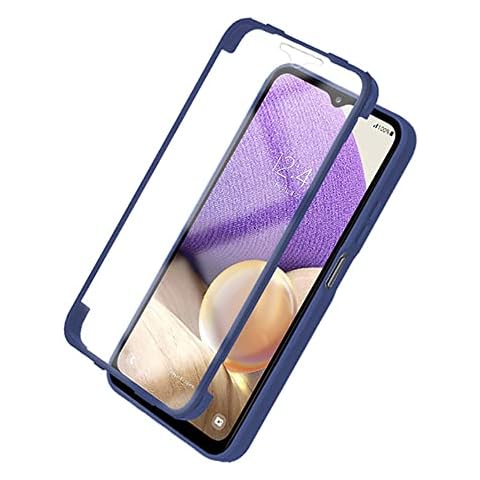 QC-EMART Store compatible with Xiaomi Redmi 9A / Redmi 9AT Phone Case 360 Degree Protection Full Body Cover Shockproof Transparent Blue TPU Silicone Built-in Screen Protector for Redmi 9A / Redmi 9AT Cover