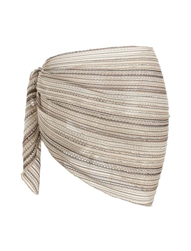Image of ZAFUL Sarong Coverups for Women Beach Vacation Fishnet See Thru Tie Side Bathing Suit Cover Up Mini Skirt