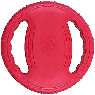 OMEM Floating Dog Flying Disc for Outdoor Training and Playing, Rubber Frisbee for Large Dog (Red)
