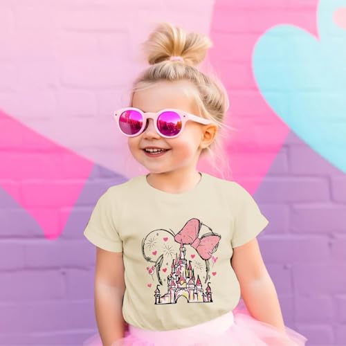 Image of Graphic Shirts for Girls Cute Bow T Shirt Kids Toddler Holiday Tshirt Vacation Trip Summer Tee Cotton Tops
