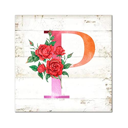 Lettre P en bois rustique aquarelle rouge, le cadeau de pendaison idéal